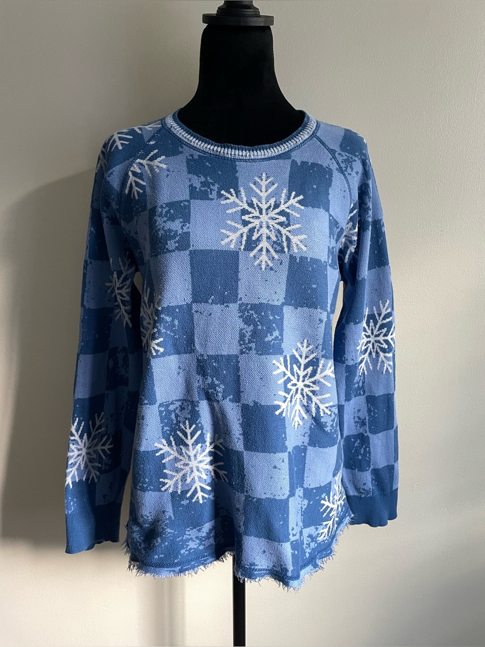 Parkhurst 100% Cotton Snowflake Sweater Made in Canada Blue M